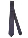 Kiton Classic Black Silk Tie With Square Pattern In Multi