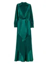 Kiton Tie-waist Collared Maxi Dress In Green