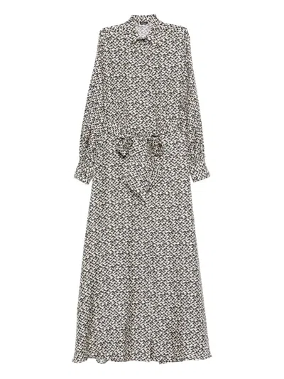 Kiton Tie-waist Printed Dress In Black
