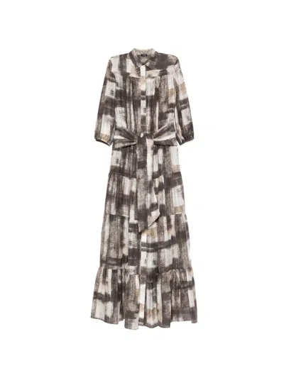 Kiton Tie-waist Tiered Maxi Dress In Multi