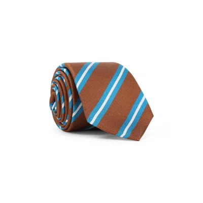 Kiton Stripes Pattern Silk Tie In Brown