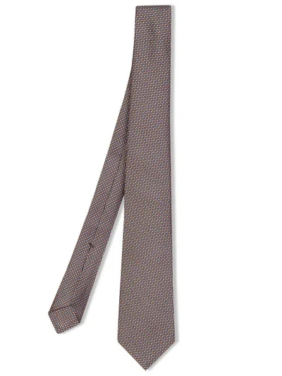 Kiton Micro Pattern Beige Tie In Orange
