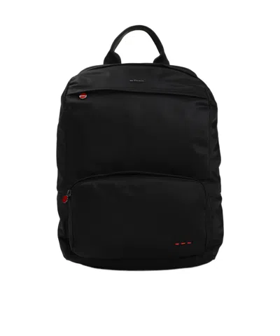 Kiton Backpack With Adjustable Straps And Front Pocket In Black