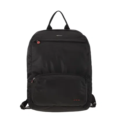 Kiton Backpack With Adjustable Straps And Front Pocket In Black