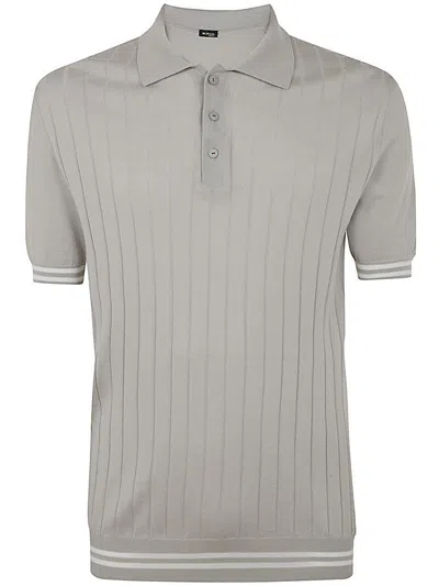 Kiton Striped-edge Ribbed Polo Jumper In White