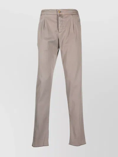 Kiton Trousers Featuring Front Pleats And Belt Loops In Beige