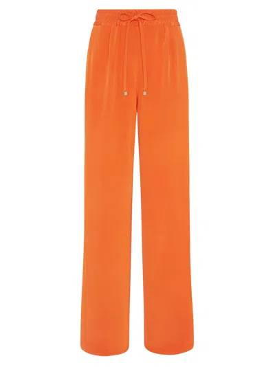 Kiton Trousers Silk In Orange