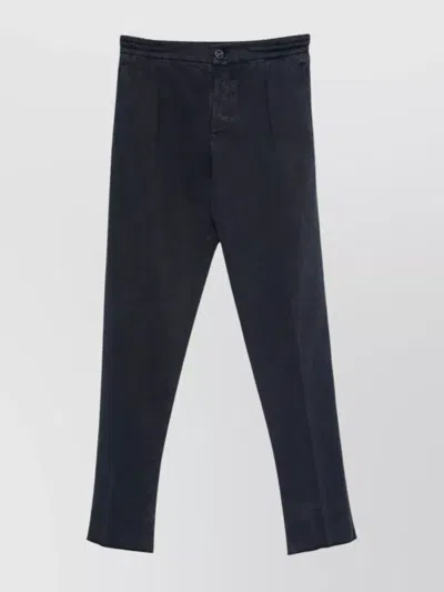 Kiton Trousers With Elastic Waistband And Pockets In Blue