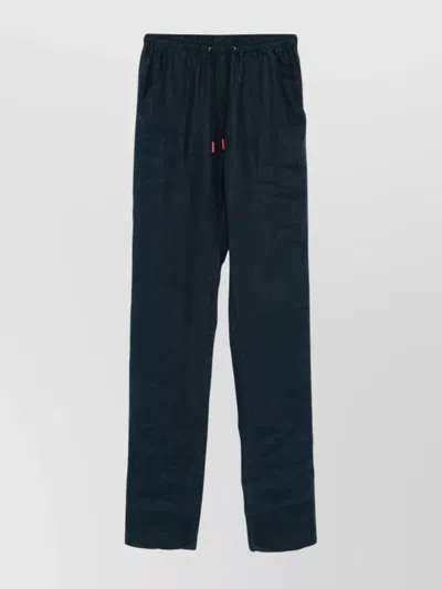 Kiton Trousers With Elastic Waistband And Straight Leg In Blue