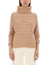 Kiton Textured Turtleneck Sweater With Ribbed Hem In Brown