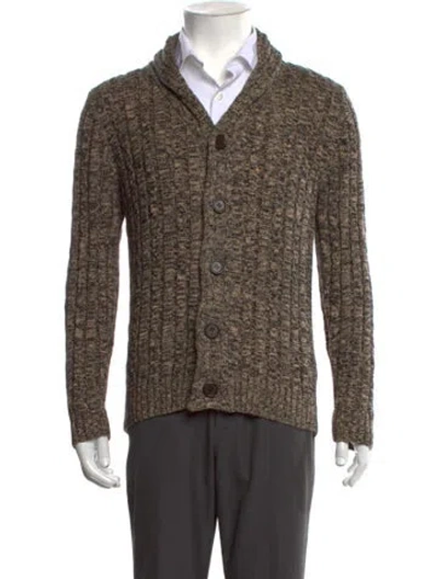 Pre-owned Kiton Tweed Pattern Open Front Cardigan In Brown