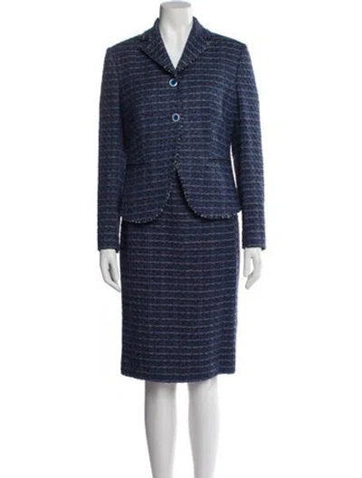 Pre-owned Kiton Tweed Pattern Set In Blue