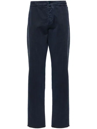 Kiton Elasticated-waist Tapered-leg Chinos In Blue