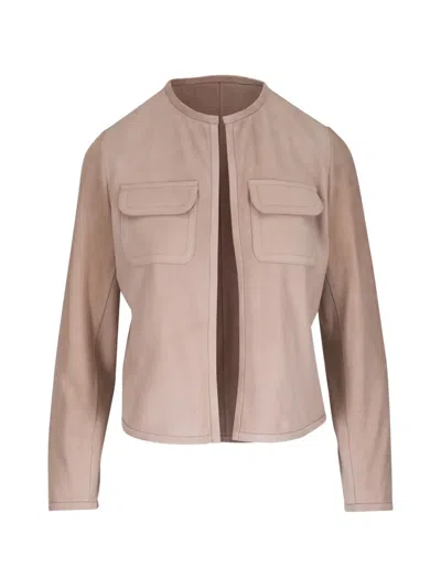 Kiton Two-pocket Suede Jacket In Neutral