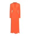 Kiton V-neck Silk Midi Dress In Orange