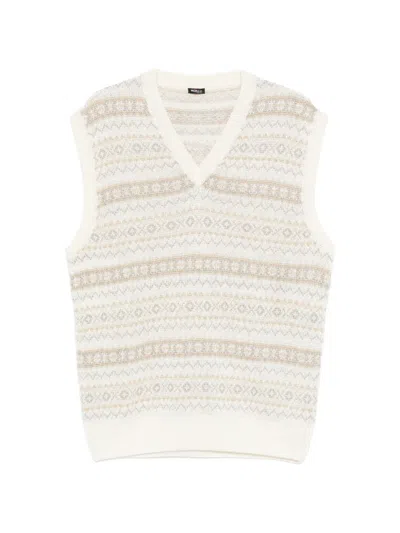 Kiton V-neck Patterned Vest In Gray