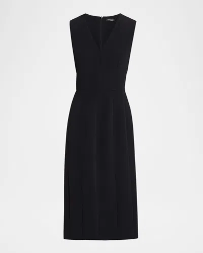Kiton V-neck Sleeveless Sheath Crepe Dress In Black