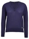 Kiton Women V-neck Sweater In Blue