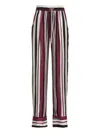 Kiton Vertical Striped Silk Pants With Elastic Waistband In Black