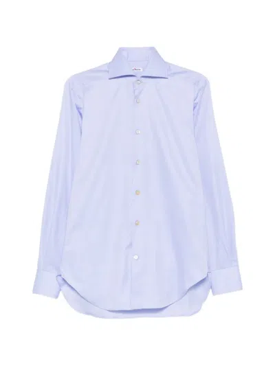 Kiton Vertical-stripe Shirt In Blue