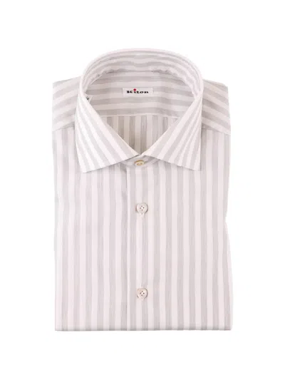 Kiton Vertical-stripe Shirt In Neutral