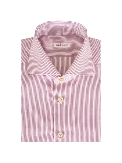 Kiton Vertical-stripe Shirt In Pink