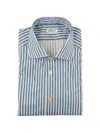 Kiton Vertical-stripe Spread-collar Shirt In Blue