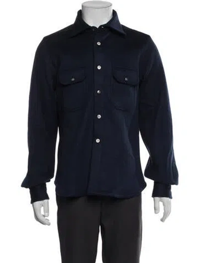 Pre-owned Kiton Vicuña Trucker Jacket In Blue