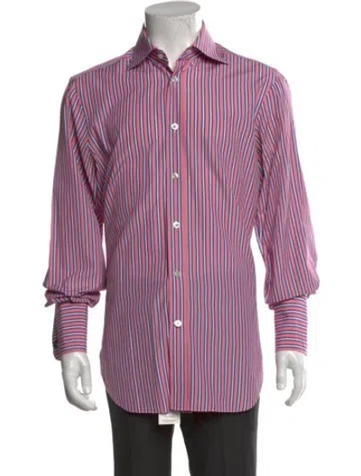 Pre-owned Kiton Vintage Striped Dress Shirt In Pink