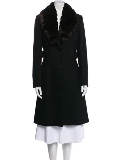 Pre-owned Kiton Virgin Wool Faux Fur Coat In Black