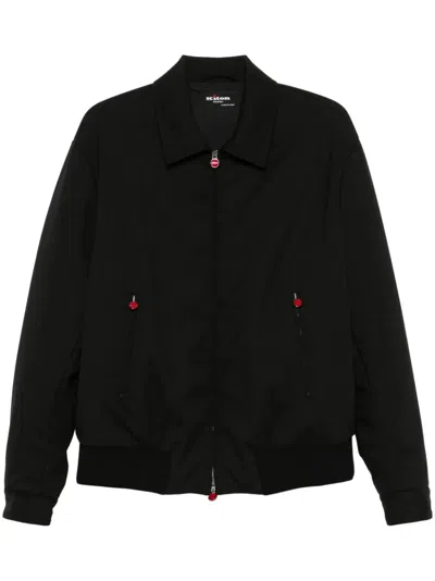Kiton Virgin Wool Padded Bomber Jacket In Black