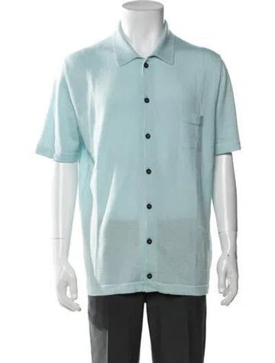 Pre-owned Kiton Virgin Wool Short Sleeve Shirt In Green