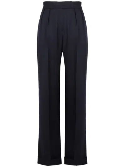Kiton Virgin Wool Straight-leg Trousers In Blue
