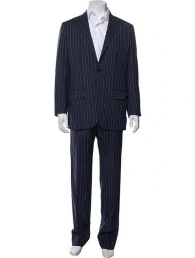 Pre-owned Kiton Virgin Wool Striped Two-piece Suit In Blue