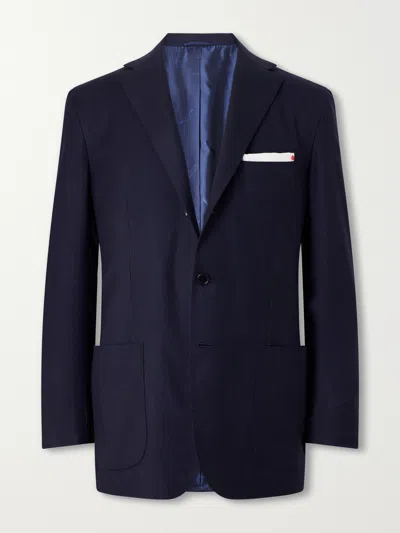Kiton Virgin Wool Suit Jacket In Blue