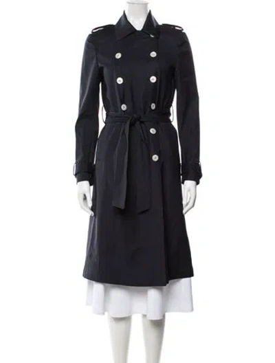 Pre-owned Kiton Virgin Wool Trench Coat In Blue