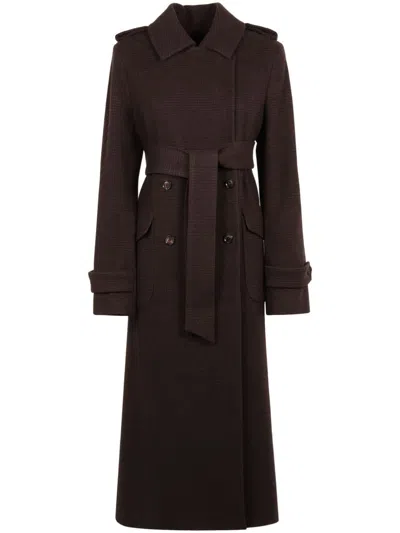 Kiton Virgin-wool Trench Coat In Brown