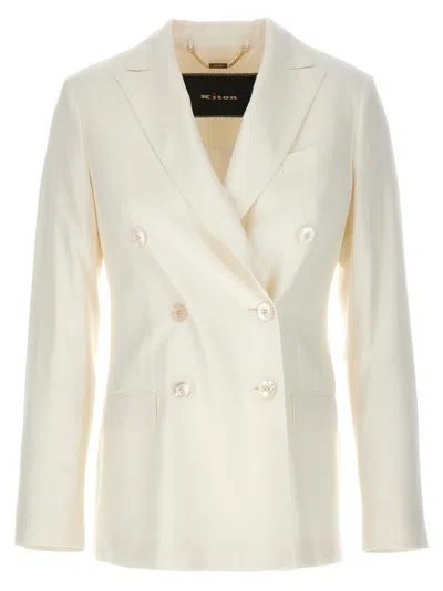 KITON VISCOSE DOUBLE-BREASTED BLAZER