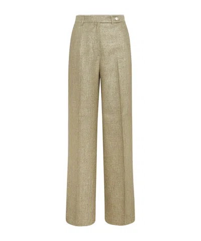 Kiton Viscose Lamé Effect Trousers In Nude