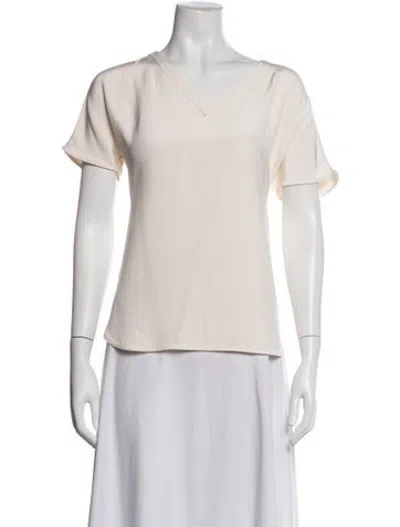 Pre-owned Kiton V-neck Short Sleeve Blouse In Neutrals