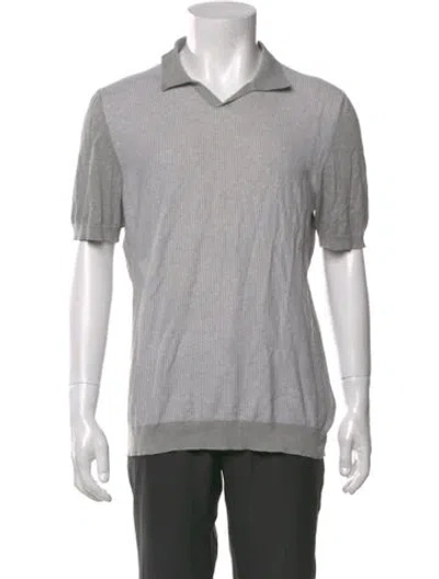 Pre-owned Kiton V-neck Short Sleeve Polo Shirt In Gray