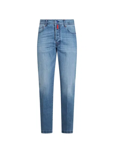 Kiton Washed Jeans In Blue