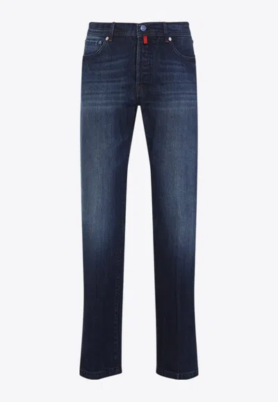 Kiton Tailored Blue Trousers In Cotton Blend