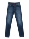 Kiton Whiskering-effect Jeans In Blue