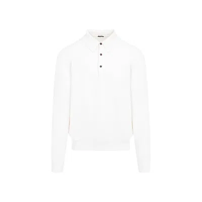 Kiton Cashmere Knit Polo Sweater In White