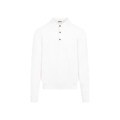 KITON KITON WHITE CASHMERE KNIT POLO