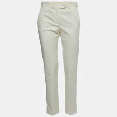 Pre-owned Kiton White Cotton Straight Leg Trousers M
