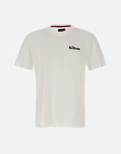Pre-owned Kiton White Cotton T-shirt With Logo Detail 100% Original