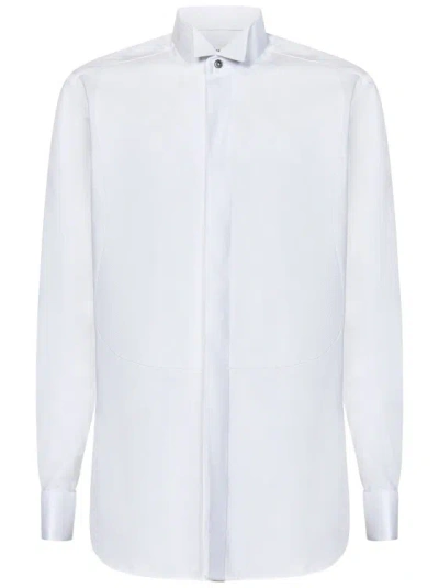 Kiton White Cotton Tuxedo Shirt