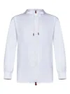 Kiton Zip-up Cotton Sweatshirt With Drawstring Hood In Blanco